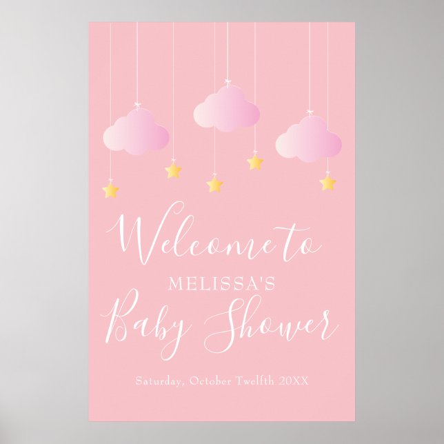 Twinkle Twinkle Pink Baby Girl Dusche Empfang Poster (Vorne)