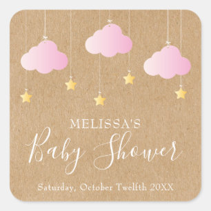 Twinkle Twinkle Pink Baby Girl Dusche / Sprinkle Quadratischer Aufkleber