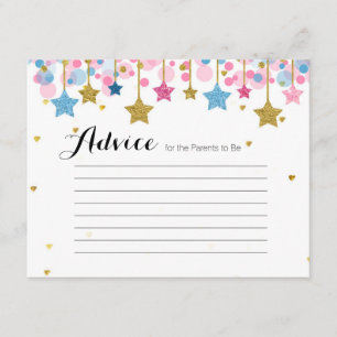 Twinkle Twinkle Pink Blue Advice Card Babydusche Begleitkarte
