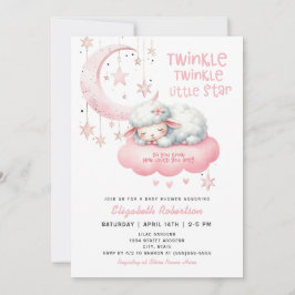 Twinkle Twinkle Pink Lamb Girls Babydusche Einladung