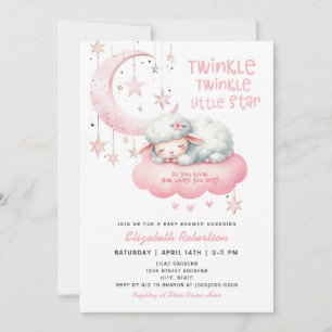 Twinkle Twinkle Pink Lamb Girls Babydusche Einladung