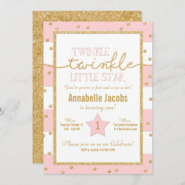 Twinkle Twinkle Pink und Gold Einladung zum Geburt