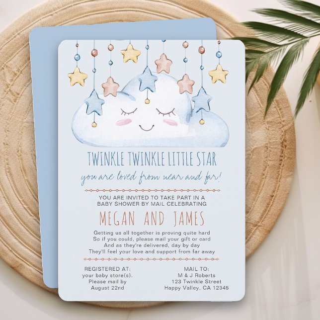Twinkle Twinkle Poem Boy Baby Dusche von Mail Einladung (Baby Shower by Mail Invitation from my Twinkle Twinkle baby shower collection)