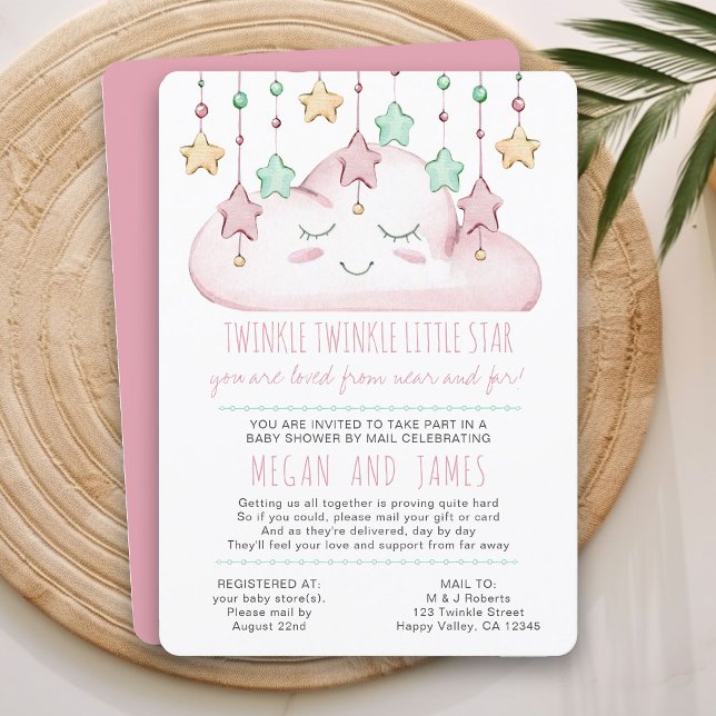 Twinkle Twinkle Poem Girl Baby Dusche von Mail Einladung (Baby Shower by Mail Invitation from my Twinkle Twinkle baby shower collection)