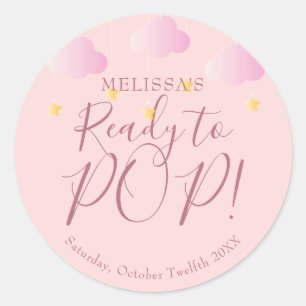 Twinkle Twinkle Ready to POP Rosa Babyparty Runder Aufkleber