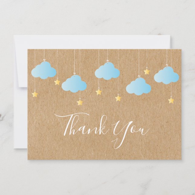 Twinkle Twinkle Rustic Kraft Boho Blue Dankeskarte (Vorderseite)