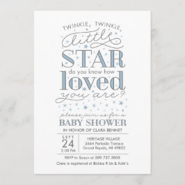 Twinkle Twinkle Star Theme Baby Dusche Blau Einladung