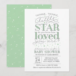 Twinkle Twinkle Star Theme Kinderdusche Minze Grün Einladung