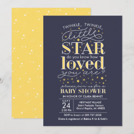 Twinkle Twinkle Star Theme Navy Baby Dusche Einladung