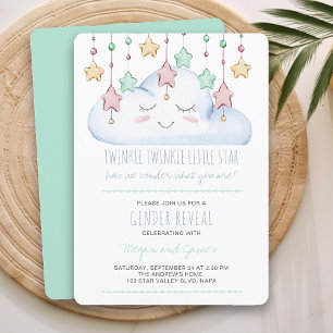 Twinkle Twinkle Star und Cloud Green Gender Reveal Einladung