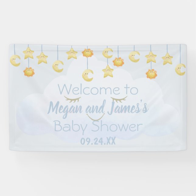 Twinkle Twinkle Stars Sprinkle Cloud Baby Dusche Banner (Horizontal)
