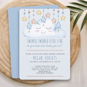Twinkle Twinkle Stars und Cloud Boy Baby Dusche Einladung