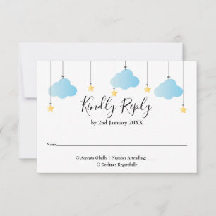 Twinkle Twinkle Stern Blau Baby Shower RSVP Karte