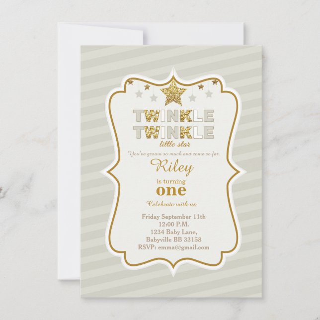 Twinkle Twinkle Stern Geburtstagseinladung Einladung (Vorderseite)