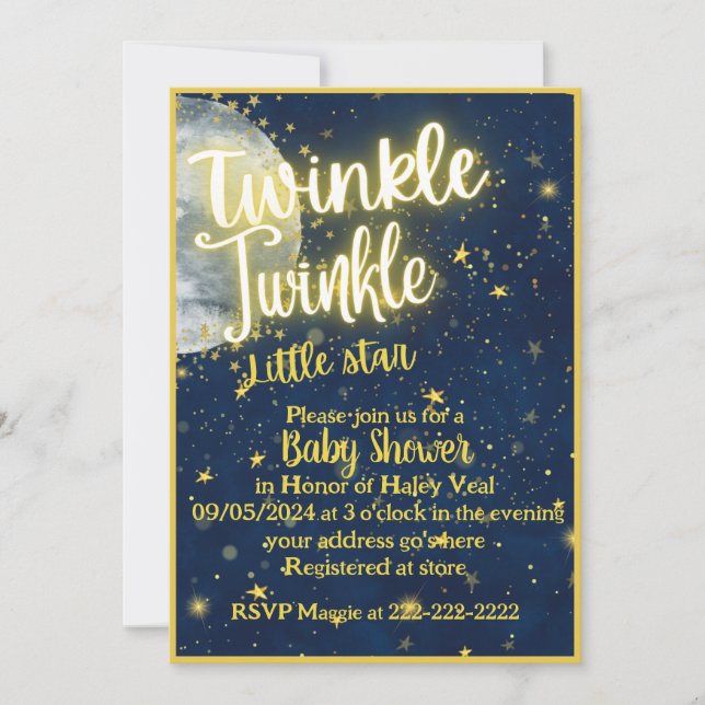 Twinkle Twinkle Stern Kinderdusche Einladung (Vorderseite)