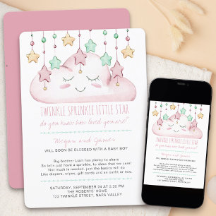 Twinkle Twinkle Sterne und Cloud Girl Baby Sprinkl Einladung