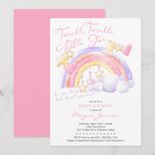 Twinkle Twinkle Süßer Regenbogen Rosa Mädchen Baby Einladung