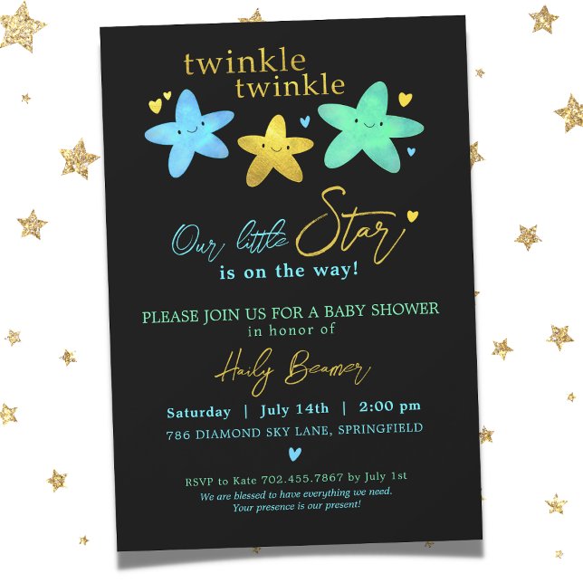 Twinkle Twinkle Unsere kleine Star Baby Dusche Einladung (Von Creator hochgeladen)