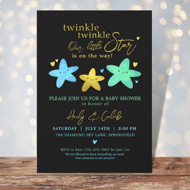 Twinkle Twinkle Unsere kleine Star Baby Dusche Einladung (Von Creator hochgeladen)