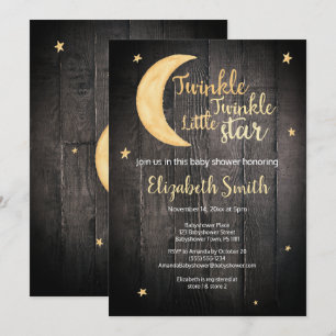 Twinkle Twinkle Wasserfarbe Babydusche Einladung