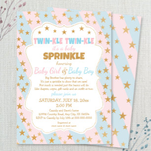 Twinkle Twins Baby Sprinkle, Junge und Mädchen Zwi Einladung