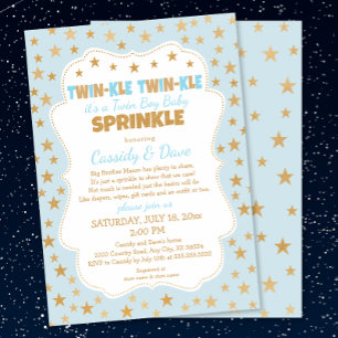 Twinkle Twins Baby Sprinkle, Zwillingsjunge Babydu Einladung