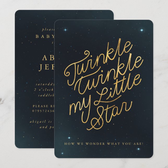 Twinkle winken meinen kleinen Stern Einladung (Vorne/Hinten)