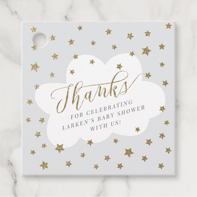 Twinkle winzige, graue Babydusche Geschenkanhänger (Vorderseite)