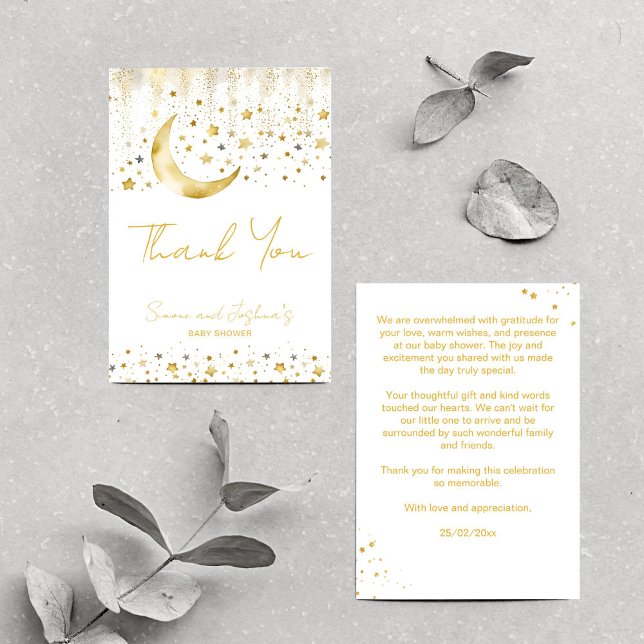 Twinkle winzige kleine Stern Babydusche Dankeskarte (Twinkle twinkle little star baby shower thank you card gold moon and stars simple boho thank you)