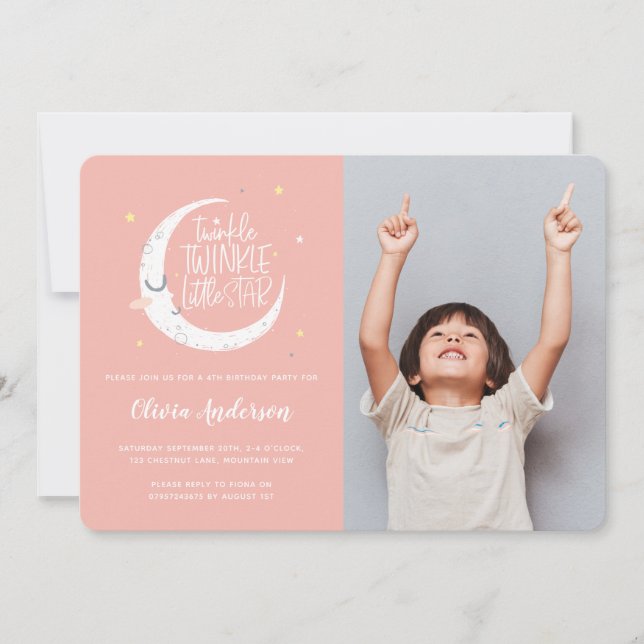 Twinkle, winzige kleine Stern Foto Geburtstagspart (Vorderseite)