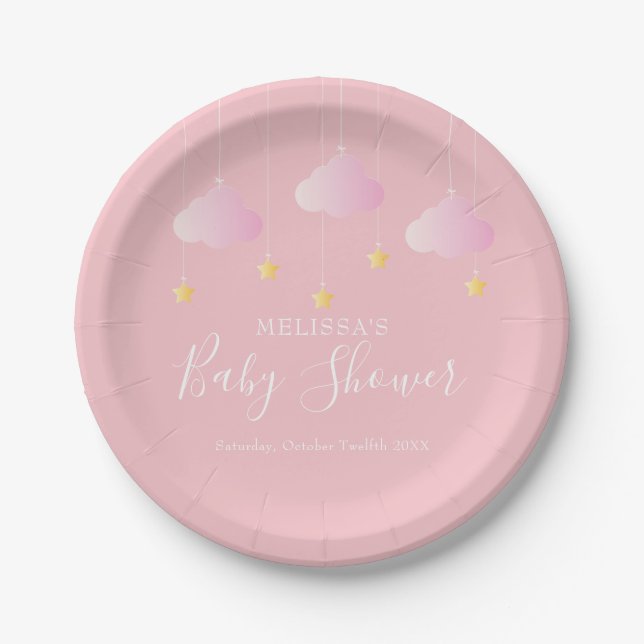 Twinkle winzige kleine Stern Mädchen Dusche pink Pappteller (Vorderseite)