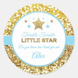 Twinkle winzige Stern-Aufkleber Baby blau Runder Aufkleber