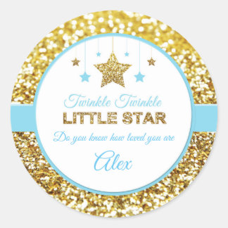 Twinkle winzige Stern-Aufkleber Baby blau Runder Aufkleber