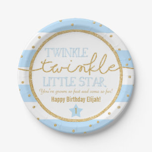Twinkletwinkle-Blau-und Goldgeburtstags-Teller Pappteller
