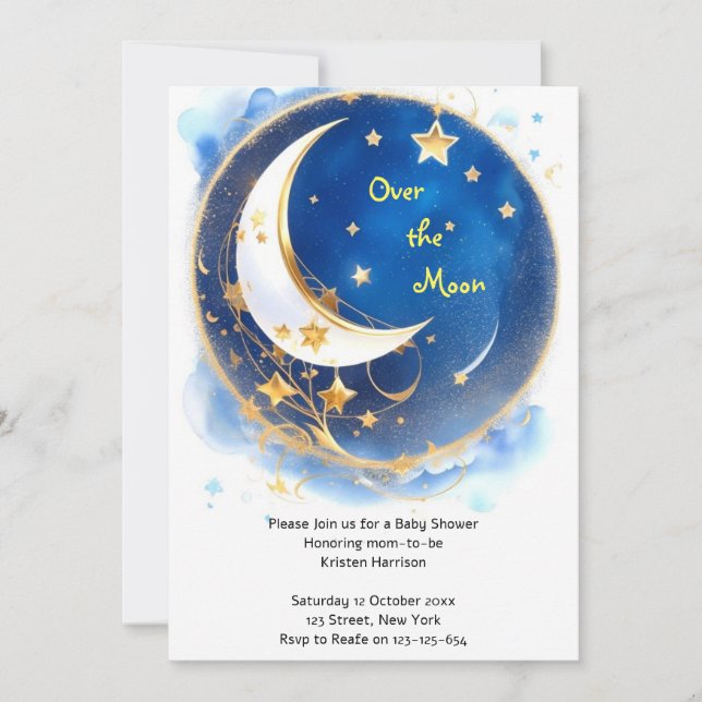 Twinkling Celestial Baby Shower Einladung (Vorderseite)