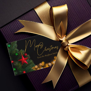 Twinkling Gold Lights Moderne frohe Weihnachten Geschenkanhänger