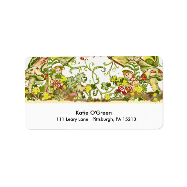 Twinkling Irish Leprechauns Address Labels Adressaufkleber (Vorne)