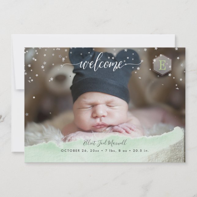 Twinkling kleine Sterne Geburt Danke Einladung (Vorderseite)