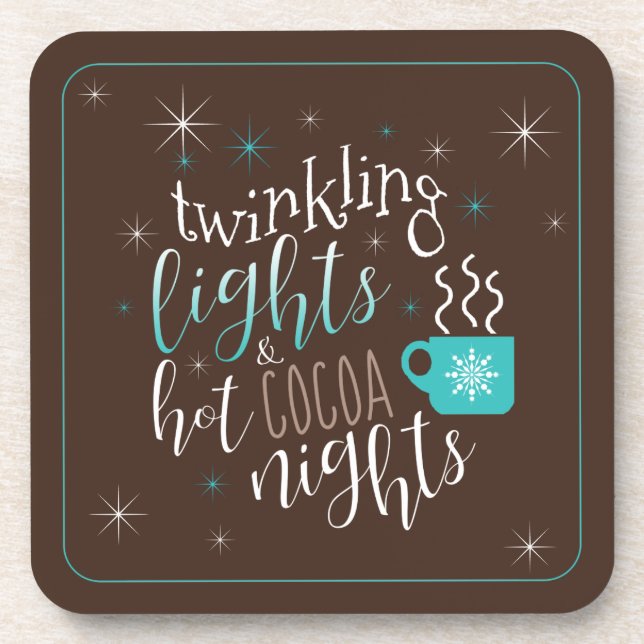 Twinkling Lights Hot Cocoa Nights ID593 Getränkeuntersetzer (Vorderseite)