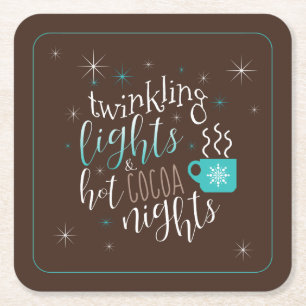 Twinkling Lights Hot Cocoa Nights ID593 Rechteckiger Pappuntersetzer