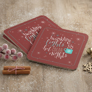 Twinkling Lights Hot Cocoa Nights ID593 Rechteckiger Pappuntersetzer
