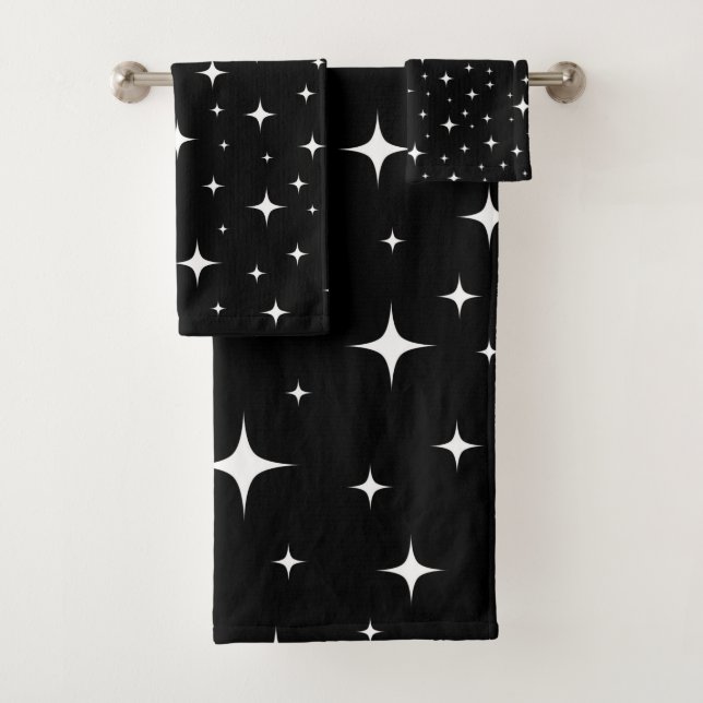 Twinkling-Stars schwarzes Badehandtuch Set (Insitu)