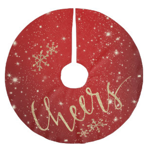 Twinkling Stars - Weihnachtsgeschenk - Rot Polyester Weihnachtsbaumdecke