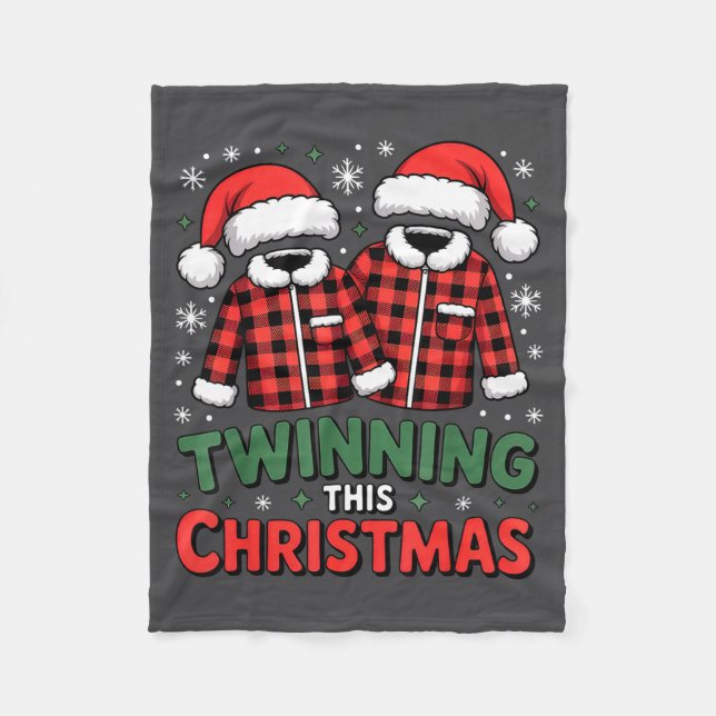 Twinning This Christmas Matching Family Holiday  Fleecedecke (Vorderseite)