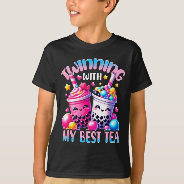Twinning With My Tea Bubble Tea Boba Ie Friendship T-Shirt (Vorderseite)