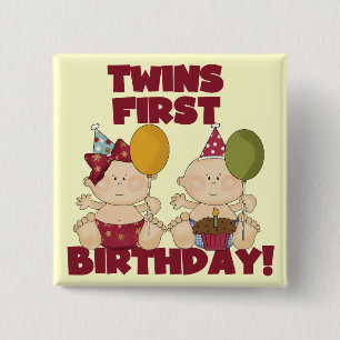 Twins 1. Geburtstag Junge/Mädchen T - Shirt und Ge Button