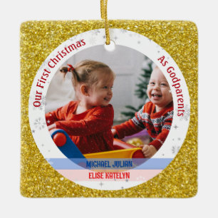 Twins Baby Boy Girl 1. Weihnachten als Godeltern F Keramikornament
