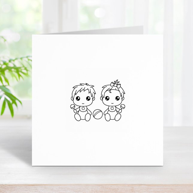 Twins Baby Boy Girl 1x1 Gummistempel (Von Creator hochgeladen)