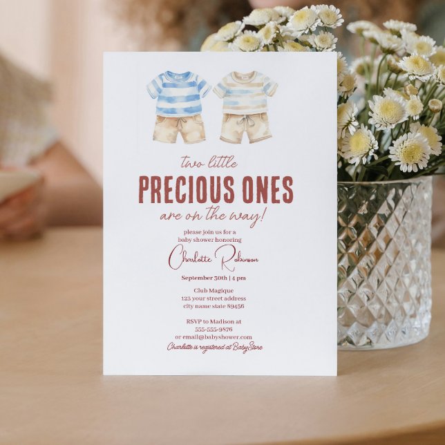 Twins Baby Boy Niedlich Baby Dusche Einladung (Von Creator hochgeladen)