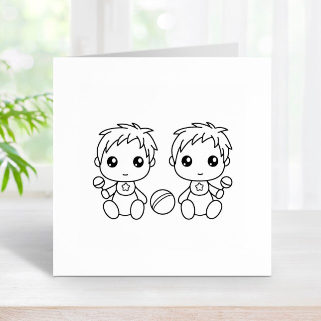 Twins Baby Boys Color Me Gummistempel (Von Creator hochgeladen)